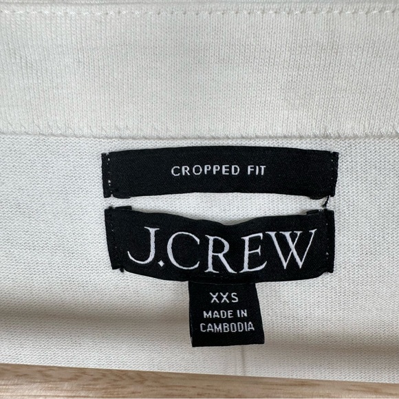 J. Crew BESTSELLER Cropped boatneck T-shirt mariner cotton Navy Stripe XXS BX290 - Picture 4 of 8